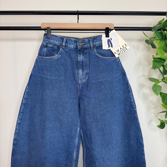 NWT A.W.A.K.E. Mode Recycled Rounded Jeans Barrel Leg size 36 FR NEW - Picture 4 of 16